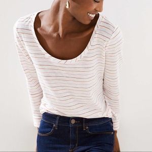 LOFT | Striped Long Sleeve Shirttail Tee